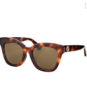 GUCCI GG0029s 002 Shiny Dark Havana Cat-eye Sunglasses